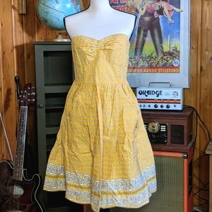 Anthropologie Yellow/White Paisley Dress